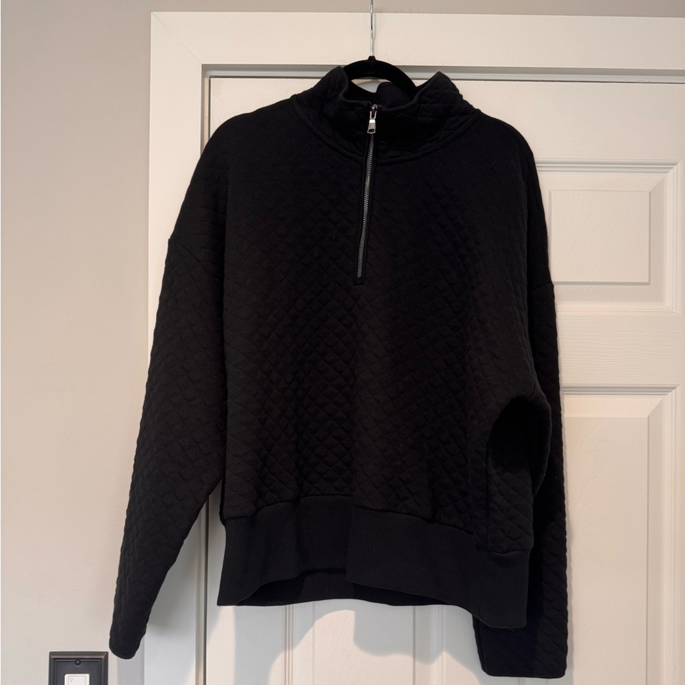 Auth.✅ NWT Women’s Banana Republic Black Quilted 1/4 Zip Size XL🖤